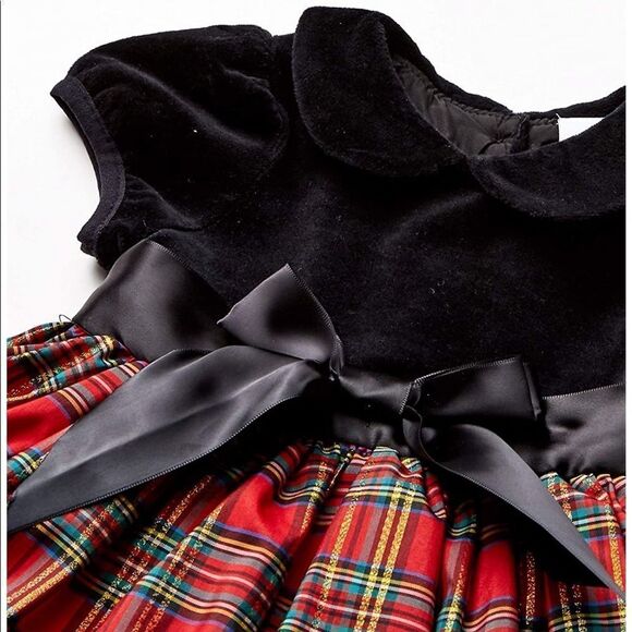 LITTLE ME | Black-Red | BABY GIRL GINGHAM DRESS - Picture 3 of 5